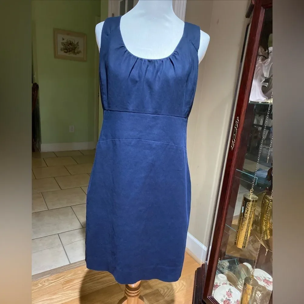J.Crew Allura Navy Blue Superfine Cotton Lined Sleeveless Shift Dress Size 10